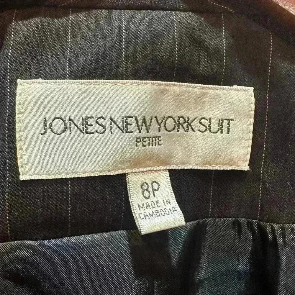 Jones New York Suit Jacket Blazer Black With Brown Pinstripe Lined Women’s 8P - Picture 8 of 11